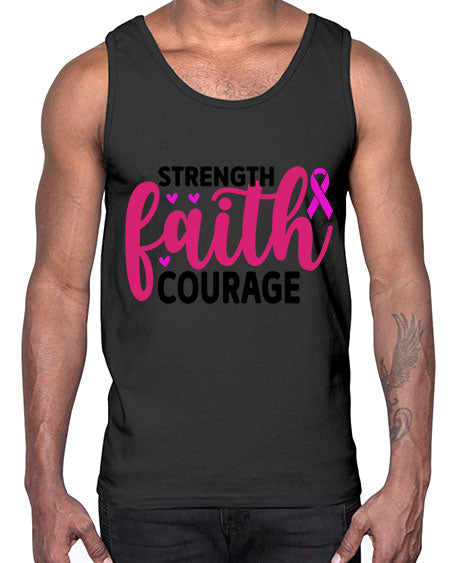 Strength Faith Courage 8#- breast cancer- Cotton Tank