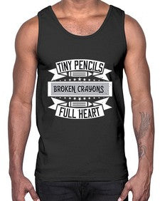 Tiny pencils broken crayons full heart Style 1571#- teacher- Cotton Tank