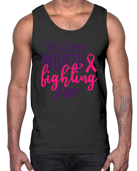 a cure worth fighting for Style 17#- breast cancer- Cotton Tank