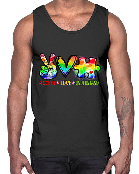 accept love understand- autism- Cotton Tank