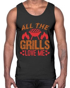 all the grills love me 17#- bbq- Cotton Tank