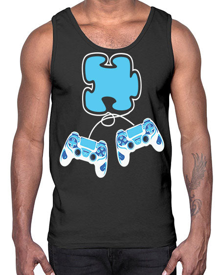 autism awareness gamer puzzle piece 11#- autism- Cotton Tank