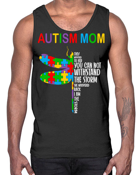 autism mom dragonfly puzzle pieces 47#- autism- Cotton Tank