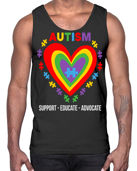 autism support educate 55#- autism- Cotton Tank