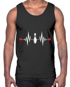 bowling pin heartbeat cute 277#- bowling- Cotton Tank