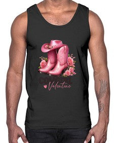 cowgirl valentine cupid valentine 352#- western- Cotton Tank