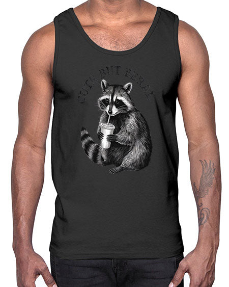 cute but feral 5#- raccoon- Cotton Tank