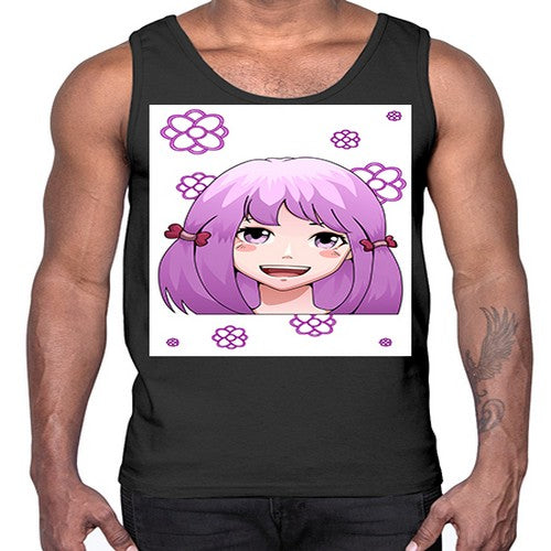 cute ponytails purple hair girl 63#- anime- Cotton Tank