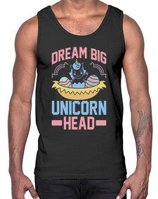 dream big unicorn head 98#- unicorn- Cotton Tank