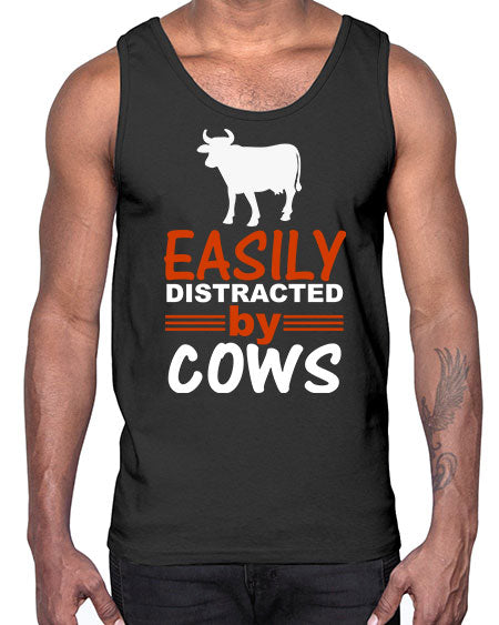 easily distracted by cows Style 4#- cow- Cotton Tank