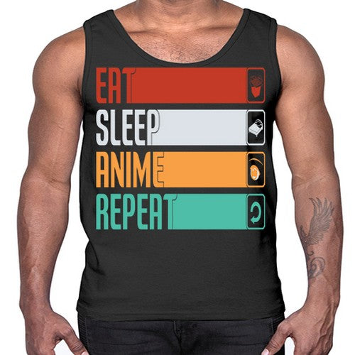 eat sleep anime repeat225#- anime- Cotton Tank