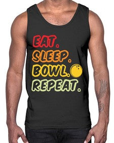 eat sleep bowl repeat 349#- bowling- Cotton Tank