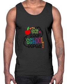 eat sleep school repeat 45#- general school- Cotton Tank