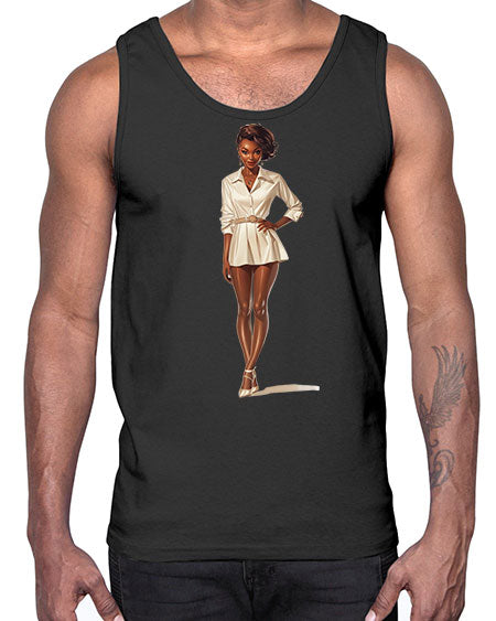 fashion girl in white 79#-  fashion- Cotton Tank