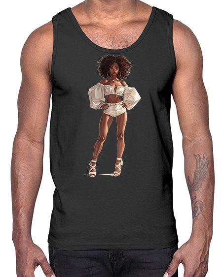 fashion girl in white 80#-  fashion- Cotton Tank