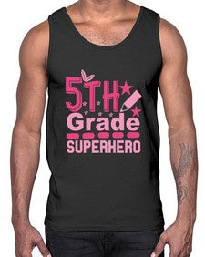 fifth Grade Superhero 92#- fifth grade- Cotton Tank