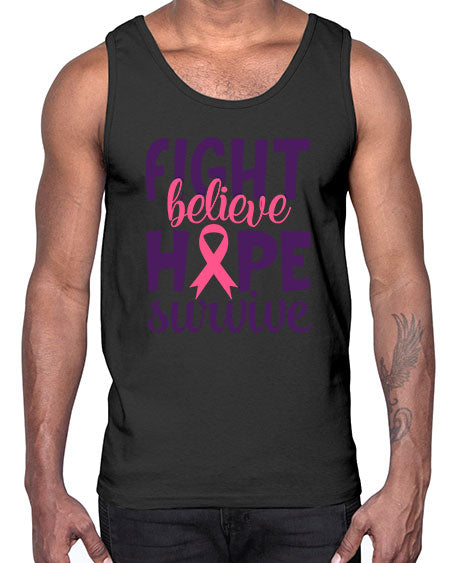 fight believe hope survive Style 13#- breast cancer- Cotton Tank
