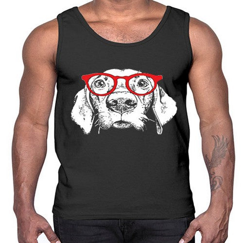 glass dog 145#- dogs- Cotton Tank