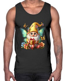 gnome with butterfly 07#- gnome- Cotton Tank