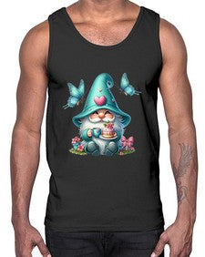 gnome with butterfly 14#- gnome- Cotton Tank