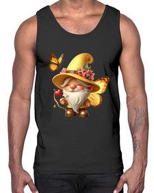 gnome with butterfly 27#- gnome- Cotton Tank