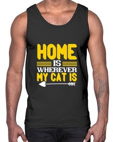 home is wherever my cat is Style 50#- cats- Cotton Tank