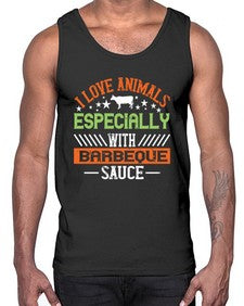 i love animals especially with barbeque sauce 1133#- vegan- Cotton Tank