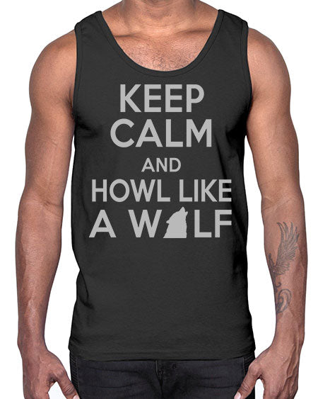 keep calm and howl like a wolf- wolf- Cotton Tank