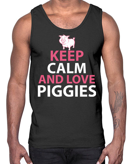 keep calm and love piggies Style 47#- pig- Cotton Tank
