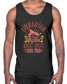 librarian shark doo doo 474#- librarian- Cotton Tank