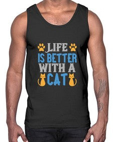 life is better with cat Style 64#- cats- Cotton Tank
