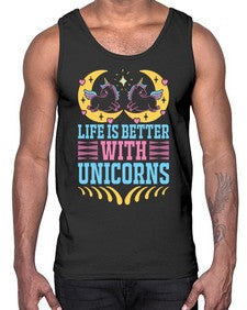 life is better with unicorns 254#- unicorn- Cotton Tank