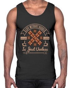 life without books chocolate coffee is just useless 318#- chocolate- Cotton Tank