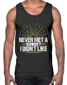 never met a sunset i didnt like  33#- airplane- Cotton Tank