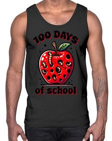 one hundred Days of School Apple 572#- one hundred days- Cotton Tank