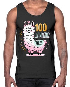 one hundredth Day of School Llama 599#- one hundred days- Cotton Tank