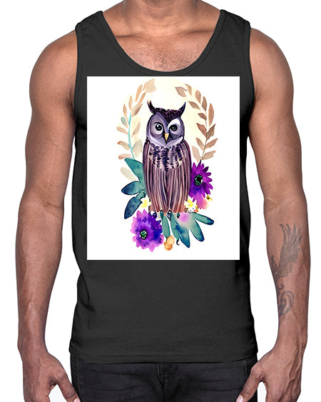 owl 17#- owl- Cotton Tank