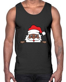 peekaboo black santa 19#- black boys or men- Cotton Tank