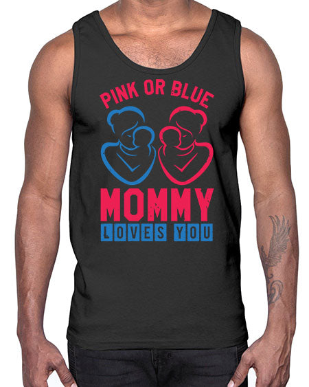 pink or blue Mommy Loves you Style 187#- baby shower- Cotton Tank