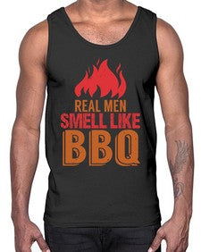 real men smell like bbq 373#- bbq- Cotton Tank