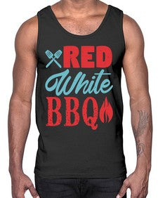 red white bbq 374#- bbq- Cotton Tank