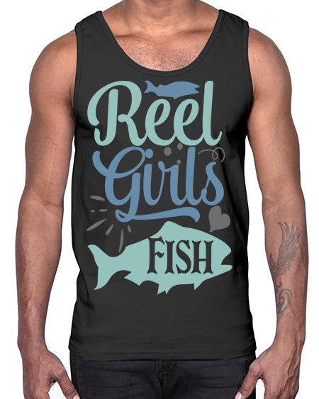 reel girls fish 92#- shark-fish- Cotton Tank