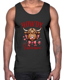 retro vintage howdy valentine bow 1016#- western- Cotton Tank