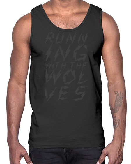 running with the wolves- wolf- Cotton Tank