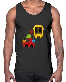 school bus and little monsters 792#- general school- Cotton Tank