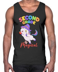 second Grade is Magical Unicorn 821#- second grade- Cotton Tank