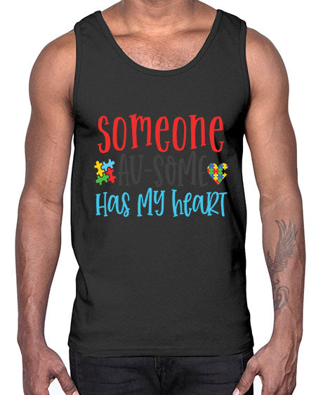 someone ausome has my heart Style 40#- autism- Cotton Tank