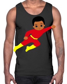 super kid 4#- black boys or men- Cotton Tank