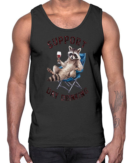 support day drinking 67#- raccoon- Cotton Tank