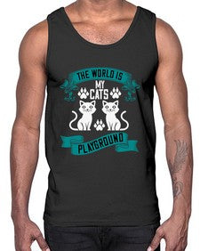 the world is my cats playground Style 119#- cats- Cotton Tank